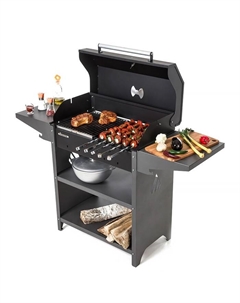 Мангал "Family Standart BBQ FSB2000" 133,2 х 44,1 х 96,6 см, 2 мм, крышка, боковые полки Gratar